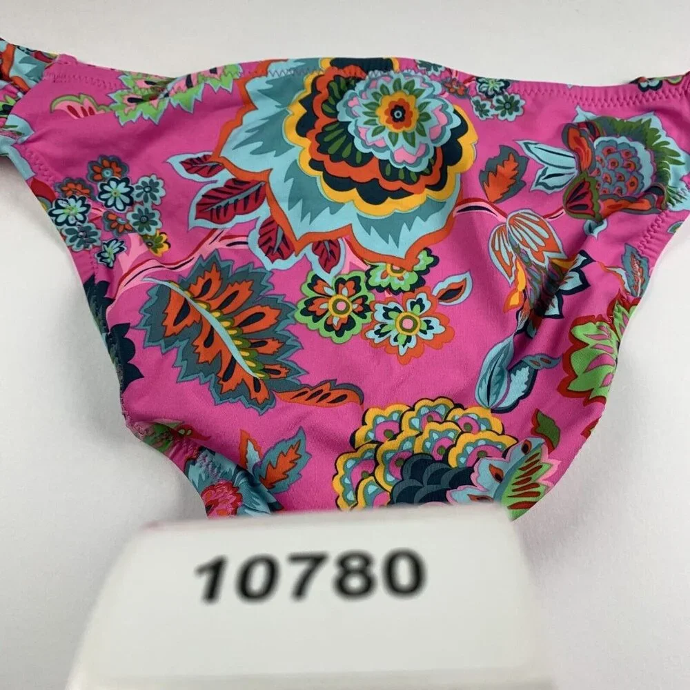 Jessica Simpson Side-Shirred Hipster Bottoms Womens Small Lip Gloss Floral Beach